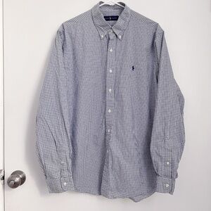 Ralph Lauren Button Down Shirt Size XL Blue Check Cotton